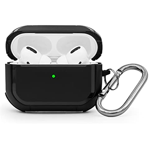 Mouzor New Upgraded Armor Case for AirPods Pro, Shockproof Full Protection Case Cover with Carabiner, Premium TPU/PC Material, (Anti-shock) (Anti Slip) (Anti-fingerprint) Cover