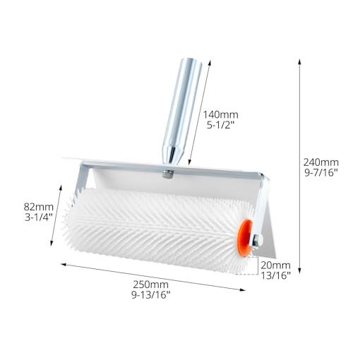 QWORK® Epoxy Floor Roller with Splash Guard – 10" /250mm 1 Pack Spiked Roller, for Eliminating Bubbles and Ensuring Smooth Finishes – Perfect for Epoxy Floor Paint Construction
