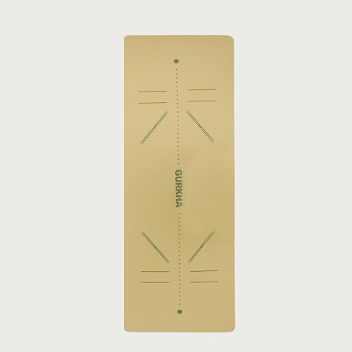 Image of GURKHA 8mm AlignFlow TPE Alignment Yoga Mat + Carry Bag | Extra-Cushioned Non-Slip Performance Mat for Yoga, Pilates, HIIT & Home Workouts | Durable Fitness Mat for Men & Women - Raw Earth | 6X2 ft