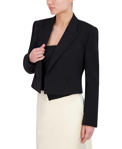 BCBGMAXAZRIA Women's Long Sleeve V Neck Cropped Blazer2