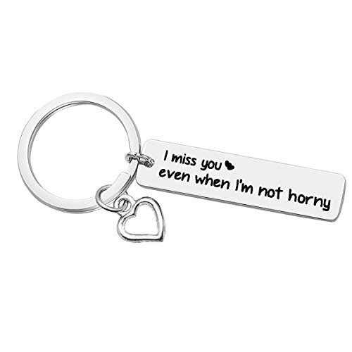 Couple Keychain Long Distance Relationship Friend Keychain Girlfriend Boyfriend Valentine's Day Gift I Miss You Even When I'm Not Horny Personalized Keychain Anniversary Christmas Birthday Gifts 1PCS