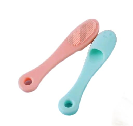 face Brush 2 Pcs Silicone Face Cleaner Blackhead Remover Brush Cleanser Nose Pore Brush Finger Scruber Tool Facial Skin Cleaner Massage and face Care Brush,face Care kit Blue red|KRI-P041-image-29