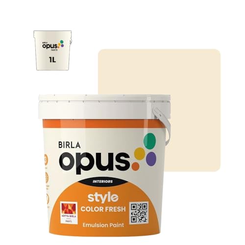 Image of Birla Opus Style Color Fresh Interior Emulsion Paint (1L, Beige Afternoon Color, Smooth Matte Finish)-Fade, peel-off and Chalking resistant-For Bedroom, Living room, Interior Walls