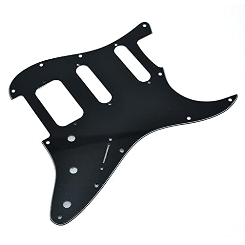 Image of Dopro 11-Hole Strat HSS Guitar Pickguard 2-Screw Humbucking Pickup Mount for American FD Stratocaster Black 3 Ply