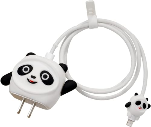 Image of CERLINK Charger Protector for Samsung 25W Type C, Protective Silicone Case Cover 25W Power Adapter Charger with Wire Saver - Pack of 1 (Panda)