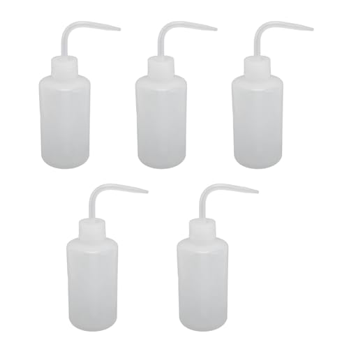 AYNEFY 5PCS Safety Wash Bottles, Plastic Squeeze Bottle with Scale Labels Multipurpose Empty Bottle for Cleaning Watering Safety Rinse Bottle Watering Tools Wash Tattoo Accessories (B)