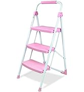 TOOLITIN 3 Step Ladder, Folding Step Stool with Wide Anti-Slip Pedal, 500lbs Sturdy Steel Ladder,...