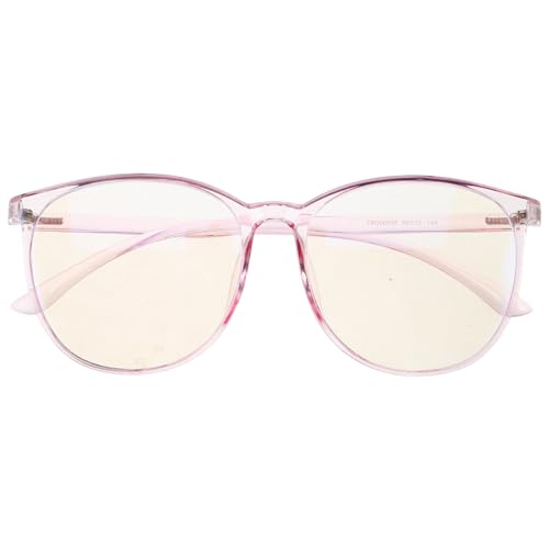 Milisten Gafas transparentes para computadora, montura redonda, para mujer y hombre, con bloqueo de luz azul, gafas ópticas (rosa)