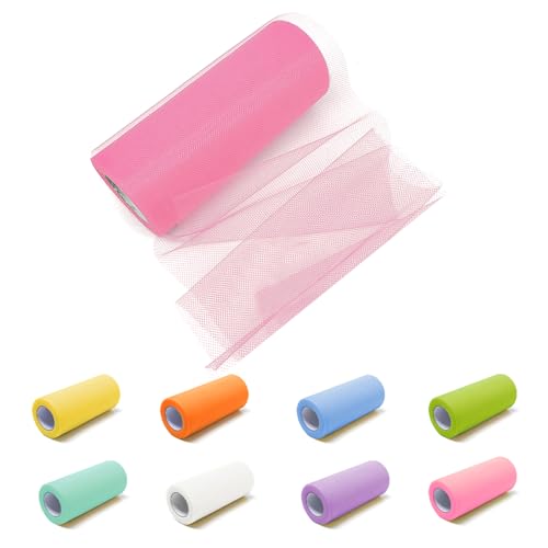 Rebanky 8 Pièces Tissus en Tulle Multicolore 15cm x 22.8m Rouleau de Tissu en Tulle Pastel pour Tutu, Tule Tissu Décorations, Mariage, Artisanat