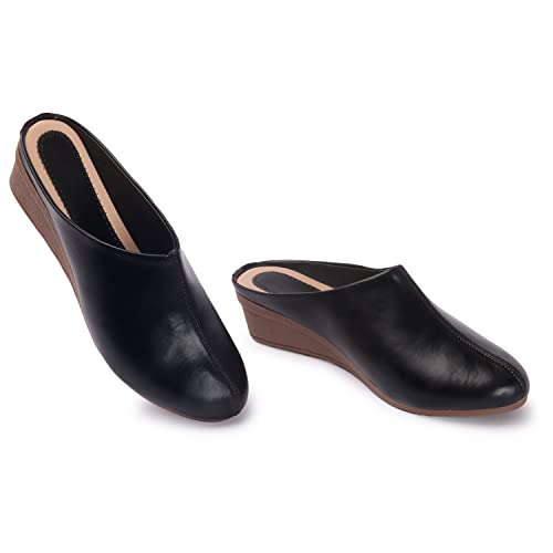 Image of Comfortable Women's Slip-on Wedge Back Open Mules Shoes & Sandals