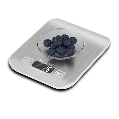 Mini Digital Scale 10kg/22lb, Kitchen Scale, Food Scale, Coffee Scale, 6Units, Auto Off, Tare, Stainless Steel, complimentary Battery, Easy to Store