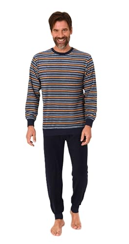 Normann Herren Frottee Schlafanzug lang mit Bündchen - auch in Übergrößen - Elegante Optik, Farbe:braun, Größe:48