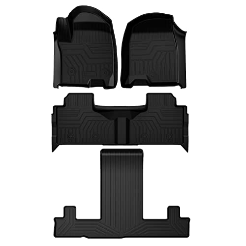 Mixsuper Custom Fit Floor Mats for 2021-2023 Chevrolet Tahoe/GMC Yukon with Bucket Seats (Not Fit Bench Seats) All Weather Floor Liners 1st & 2nd & 3rd Row Durable Odorless Set Black