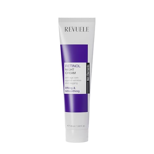 REVUELE Crema de noche con retinol, antienvejecimiento, contra manchas de pigmento, arrugas y líneas finas, reafirmante con efecto brillante, 40 ml