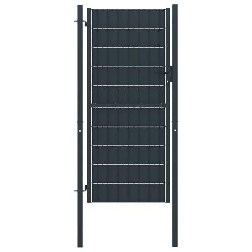 Emmtore Puerta de Valla de PVC y Acero 100 x 164 cm Antracita