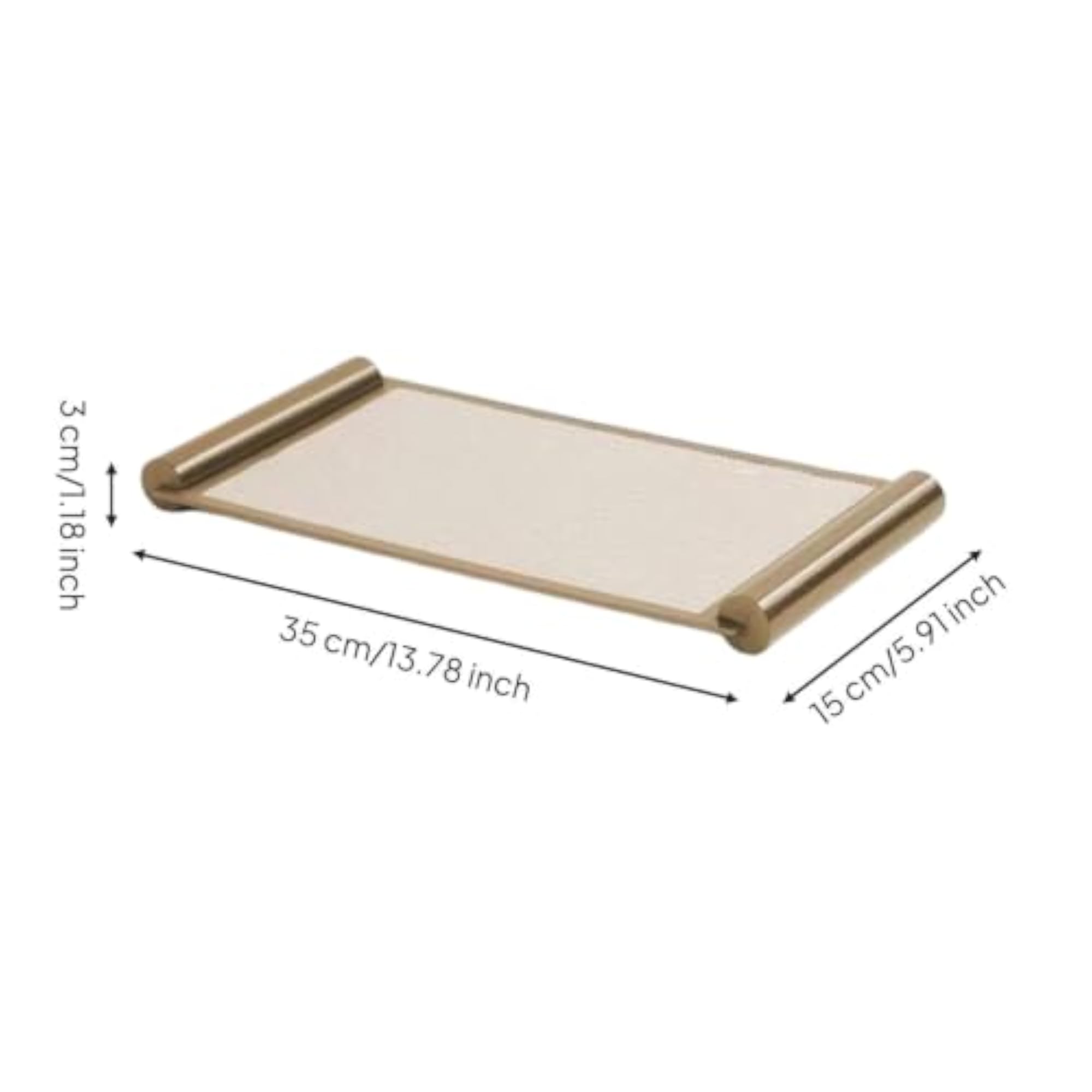 Rectangular Tray with Gold Frame, Woven-Look Decorative Tabletop Tray