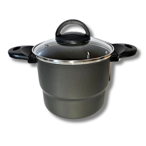 Cuscuzeiro N°16 Marcolar Antiaderente Com Tampa De Vidro (Grafite Black)