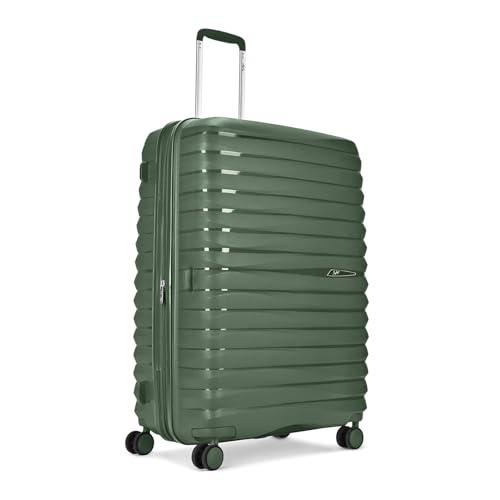 Image of Skybags Large Polypropylene Float Max Check-in Trolley Bag -, 76cms | Premium Hard-Sided Luggage for Travel with Smooth 8 Wheels Double Spinner & Flushed TSA Lock - Green