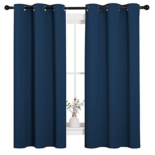 Image of NICETOWN Room Darkening Curtains 63 inch Length 2 Panels, Thermal Insulated Grommet Blackout Curtains for Modern Casual Elegant Bedroom Kids Room Theme Decoration (Moroccan Blue, 2 Pieces, W42)