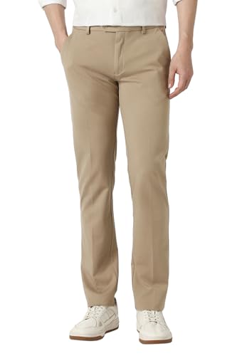 Image of Peter England Men's Slim Fit Mid Rise Formal Stretchable Knit Super Trouser | Comfort Lycra | 360-Degree Stretch