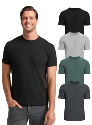 Image of Mens T-Shirts Crew Neck Shirts Athletic Fitted Plain Basic Tees Soft Cotton Blend Comfort T Shirts for Men