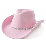 Jastore Glitter Silver Cowboy Hats for Girls Western Sparkly Rhinestone Cowgirl Hat for Kids (US, Age, 6 Years, 12 Years, Light Pink)