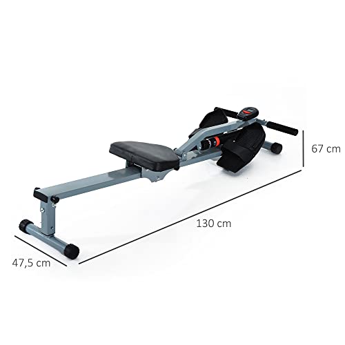HOMCOM Rudergerät Rudermaschine mit LCD Fitnessgerät Ruderzugmaschine Heimtrainer, mit LCD Display, Stahl+PVC, Grau… – Bild 4