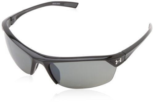 Under Armour Zone 2.0 Sunglasses Rectangular, Shiny Black/Gray Multiflection Polarized Lens, 62 mm