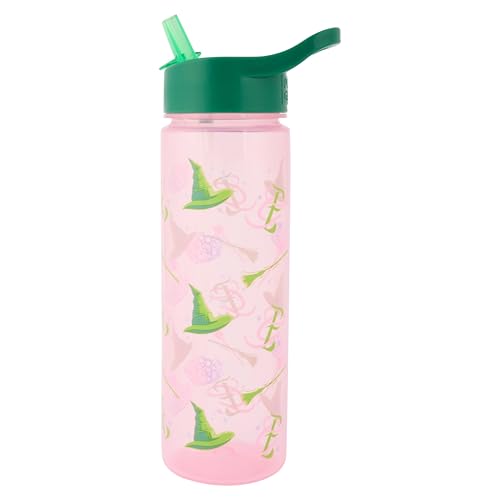 Universal Pictures Wicked Part 2 600ml Water Bottle with Straw by Polar Gear | Official Movie Merchandise | For Adult & Kids, Pink & Green