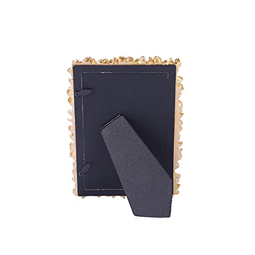 5X7 Inch Vintage Picture Frame, Art Deco Photo Frame,Photo Display,Small Size Tabletop Wall Hanging, Gift Ideas, Antique Golden Flowers #TOP5