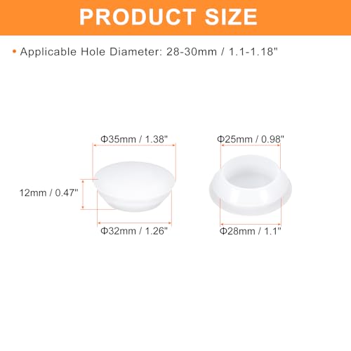 Image of uxcell 3 Pcs Silicone Plugs, Rubber Round Snap in Locking Hole Plugs for 28-30mm Hole, Hole Stoppers Waterproof Hole Plug for Metal Tube, Furniture End Caps Inserts, Clear