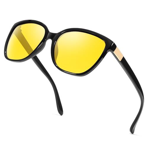 Myiaur Night Driving Glasses for Women Men, Polarized Yellow Lens Anti Glare Night Vision Glasses Reduce Eyestrain for Night