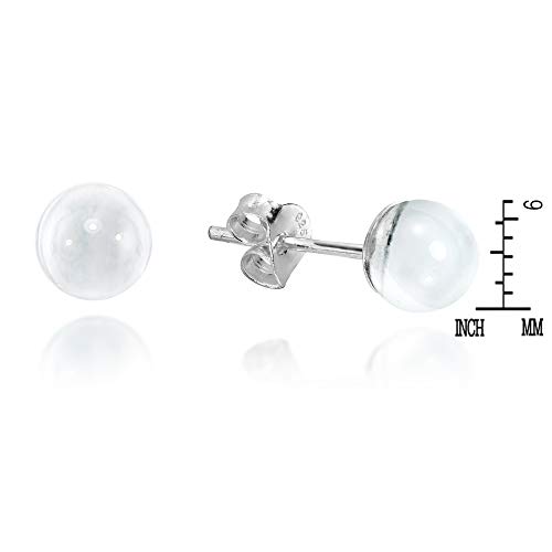Aeravida Versatile 6Mm Round Clear Crystal Ball Set On .925 Sterling Silver Post Stud Earrings | Crystal Ball Stud Earrings | Sterling Silver Earrings Posts Stud For Women #TOP3