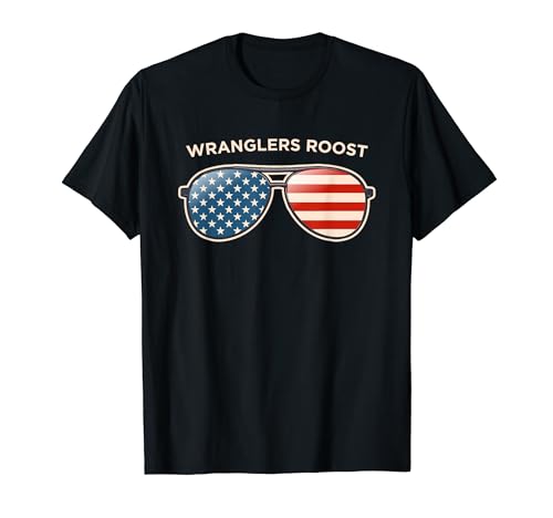 Wranglers Roost, AZ Vintage US Flag Sunglasses T-Shirt