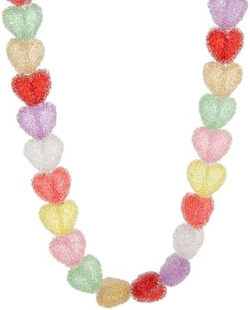 Rainbow Heart Candy Beaded Necklace for Women Resin Acrylic Color...