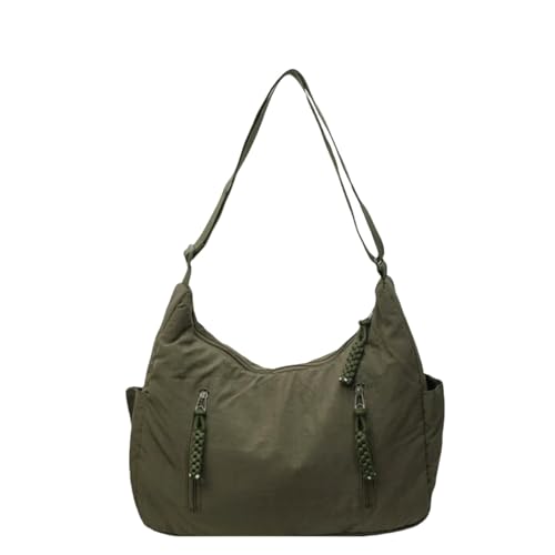 SHAIBR Bolsos Bandolera De Color Liso para Mujer, Viaje Versátil Y Ligera A La Moda, Bolso Hobo Gran Capacidad Nailon IR Al Trabajo-Verde