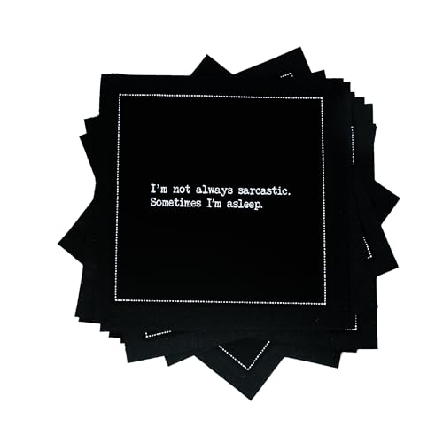 Five Star Funny Snarky Quotes | Black Cotton Cocktail Napkins | 50 Luxury Disposable Beverage Napkins with Witty Bar Quotes | Drink Napkins for Parties, Bars, Weddings & Game Nights by Signature Napkins - Used condition - US$28.22