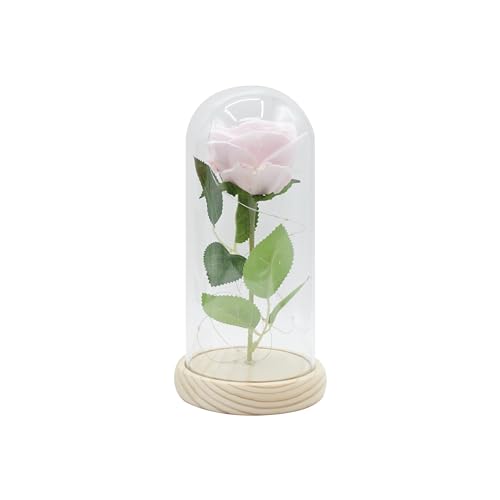 Luminária Rosa Encantada Redoma Iluminada C/LED Abajur Inspirado A Bela E A Fera (Rosa)
