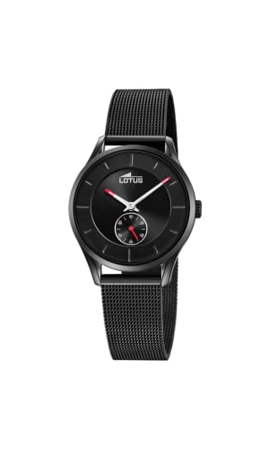LOTUS Reloj Mujer Analógico de Acero Inoxidable 316l Negro   Movimiento de Cuarzo   Cristal de Alta Resistencia   Resistente al Agua 5 ATM   Special Prices 18821/1