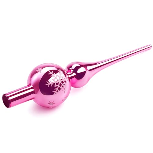 Weihnachtsbaumspitze aus Glas, Christbaumspitze Rosa, 26cm Baumspitze...