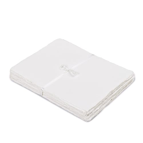 LEATHER VILLAGE Watercolor Paper - Off White - 9.5 X 12 inches, 50 Sheets - Mixed Media Watercolor Paper - 150 GSM Thick Deckle Edge Virgin Cotton Handmade Paper - Off White