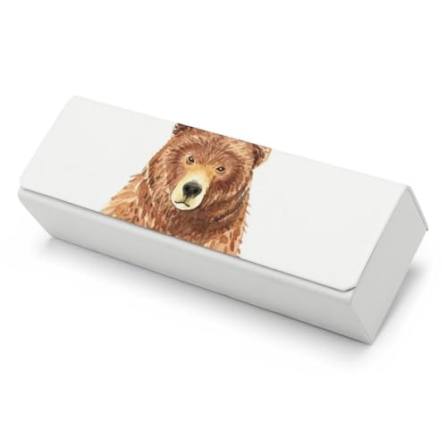 Étui à lunettes rigide et boîte de rangement ours marron mixte