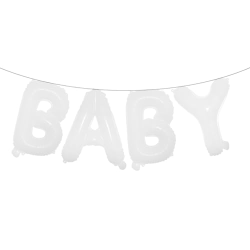 Image of 16 Inch Baby Letter Balloons Multicolor Foil Balloons BABY Balloons, 4 Pcs Foil Aluminum Balloon for kids Birthday, Baby Shower, Wedding, Gender Reveal Party Decorations (BABY White)
