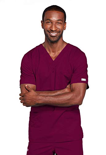 Image of Cherokee Scrubs for Men & Women V-Neck Scrub Top with 4 Pockets, Cotton Blend Soft Stretchy Easy Care Nursing Uniform - 4725