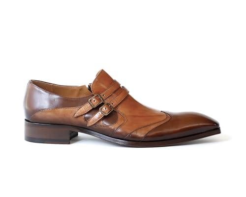 Jo Ghost 4952BIS Italian Cognac/Brown Leather Shoes with Buckles and Zip