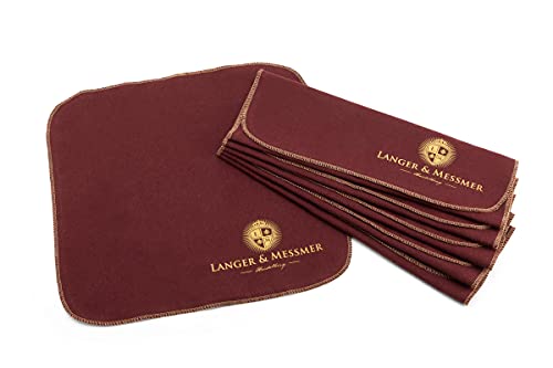 Langer & Messmer panni per lucidare la pelle liscia in 100% cotone in un pratico set - Il panno per lucidare le scarpe per la cura professionale delle calzature (Bordeaux | Beige)