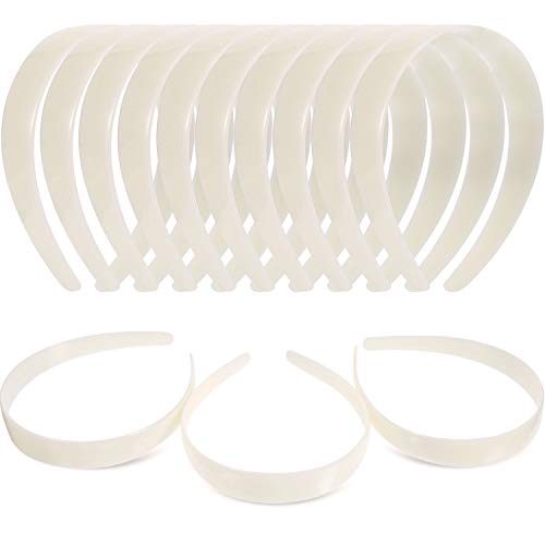 Hestya White Craft Plastic Headbands 1 Inch Plain No Teeth DIY Hair Bands Plain Headbands (40 Pieces)