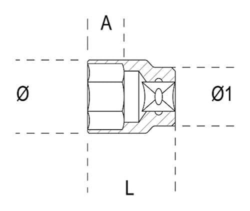 BETA Chiave Bussola Bocca Esagonale Acciaio Cromato - Uni-ISO 3316 din 3123 - 920a mm 30 - 2