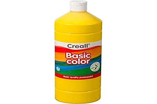 Creall Basic Color Peinture Gouache Jaune Primaire, 1000 ml, Peinture Lavable à l’Eau, Finition Mate, Poster Paint pour Applications Créatives