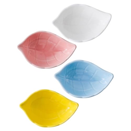 FUNOMOCYA Flavor Dishes Set 4pcs Ceramic Sauce Bowls Dipping Sauce Containers Seasoning Plates for Bbq Picnic